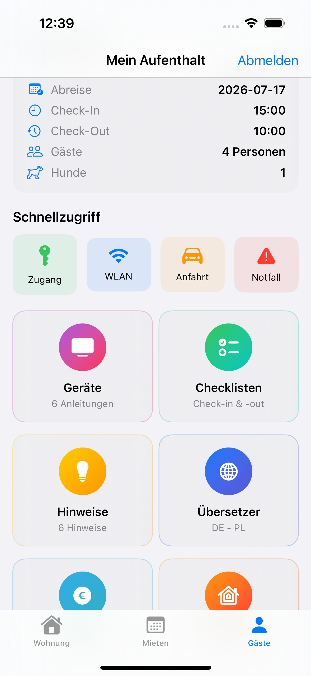 App Screenshot: Gast